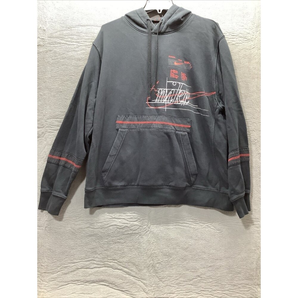 Nike Sweatshirt Mens Large Black Red Hoodie Story Of The Swoosh Pullover y2k VTG
